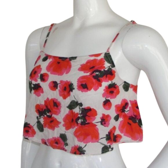 BILLABONG Swim cover/Camisole, M, Cropped, White/Red Floral, Straps - Picture 3 of 11